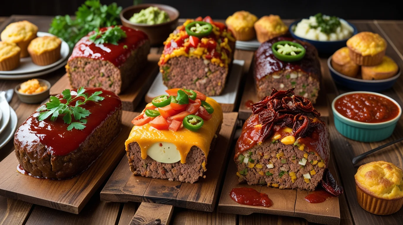 A Delicious Homemade Meat Loaf Sliced And Served On A White Platter With A Tangy Ketchup Glaze, Garnished With Fresh Parsley. (3)